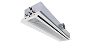 Aktivni indukcioni difuzor sa dvosmernim istrujavanjem vazduha i horizontalno postavljeni izmenjivač toplote, pogodan za raster plafone sa veličinom rastera 600 ili 625